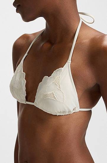 Plavky BOSS Embroidered Bikini Top Biela | 50540554, 1