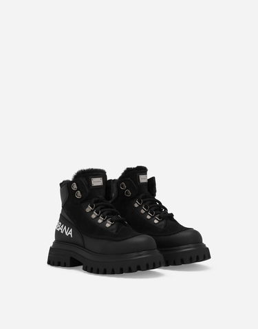 Doplnky Dolce & Gabbana Dolce & Gabbana Nubuck and Calfskin Ankle Boots with Logo Čierna | DA5177AL69680999, 1