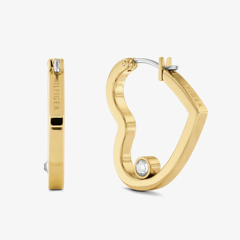 Náušnice Tommy Hilfiger Minimal Hearts Hoop Earrings with Crystal Žltá | 2780753