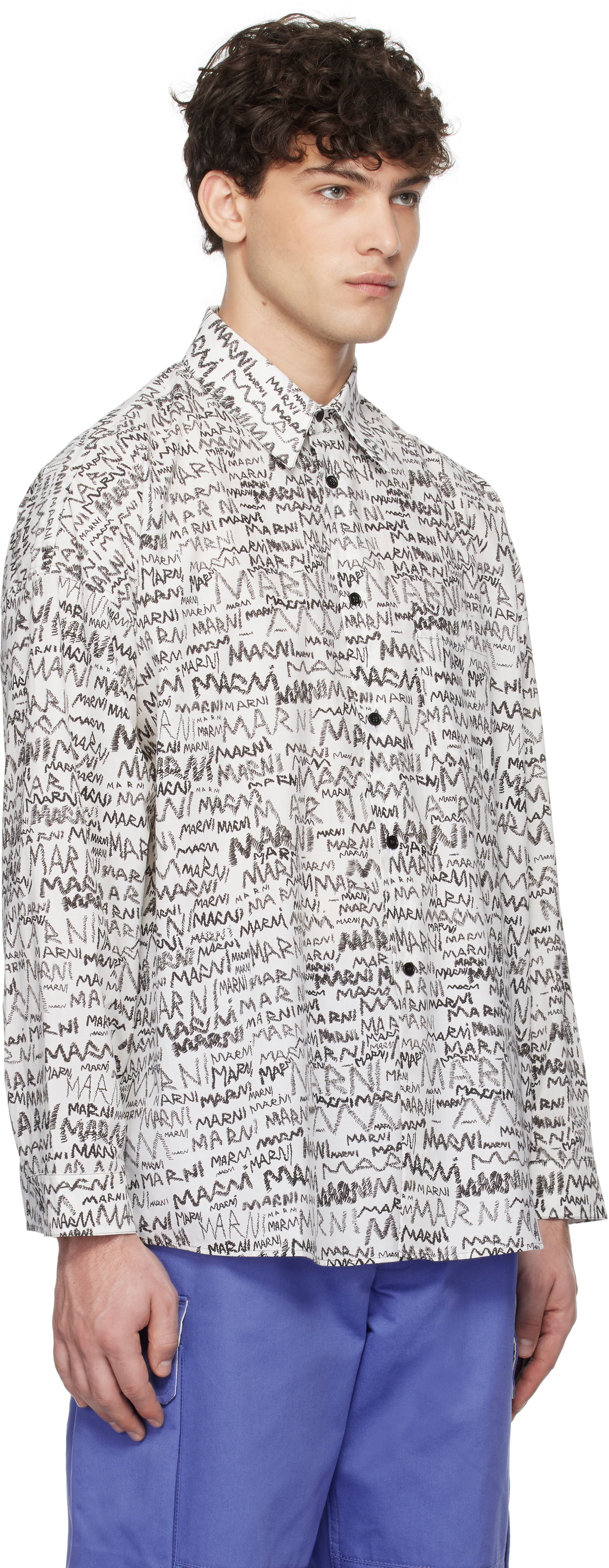 Košeľa Marni Marni Pencil Logo Oversized Shirt Biela | CUMU0061A3 UTC464, 1