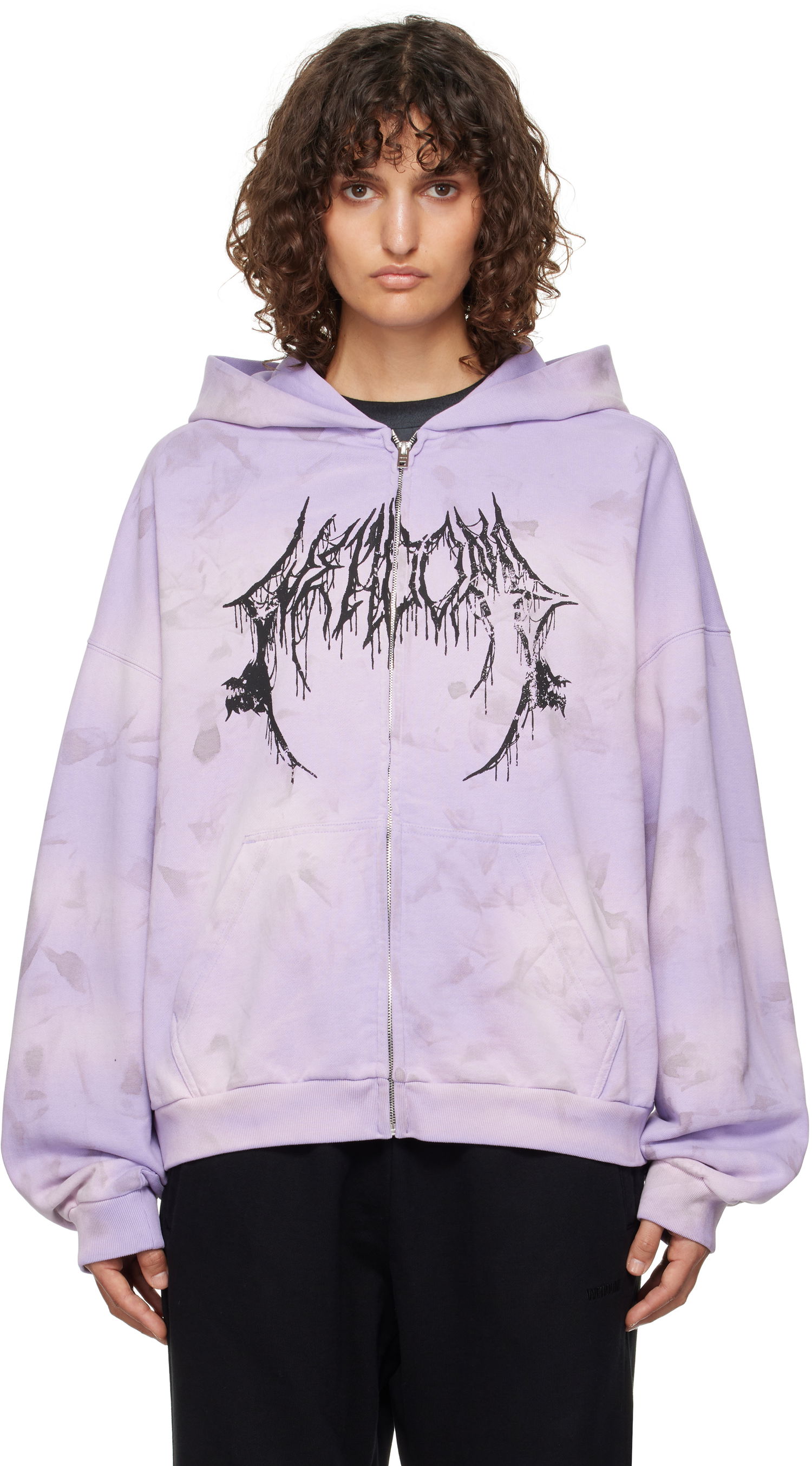 Mikina We11done Graphic Print Zip-Up Hoodie Fialová | WD-TJ3-24-878-U-PP, 0