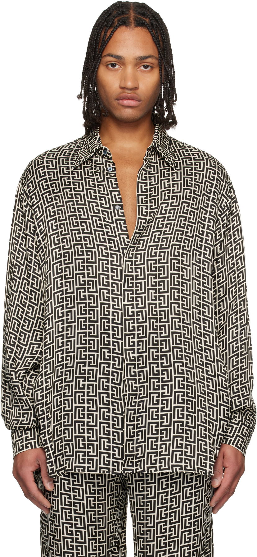 Košeľa Balmain Monogrammed Flowing Shirt Rôznofarebný | FH1HS485VI36