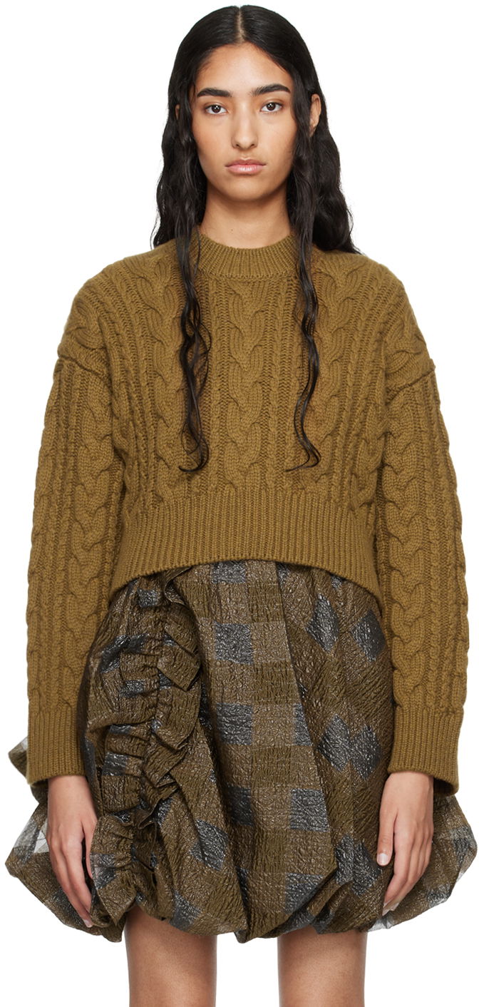 Sveter Cecilie Bahnsen Vibeke Cropped Cable Knit Sweater Zelené | 2.24KNI51004 VIBEKE JUMPER, 0