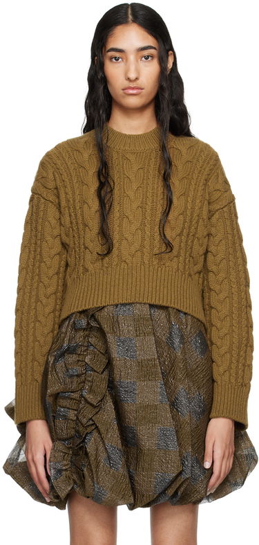 Sveter Cecilie Bahnsen Vibeke Cropped Cable Knit Sweater Zelené | 2.24KNI51004 VIBEKE JUMPER, 0