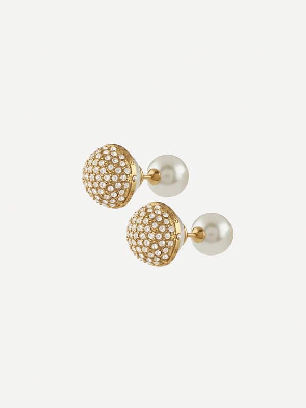 Double Sided Pearl Stud Earrings