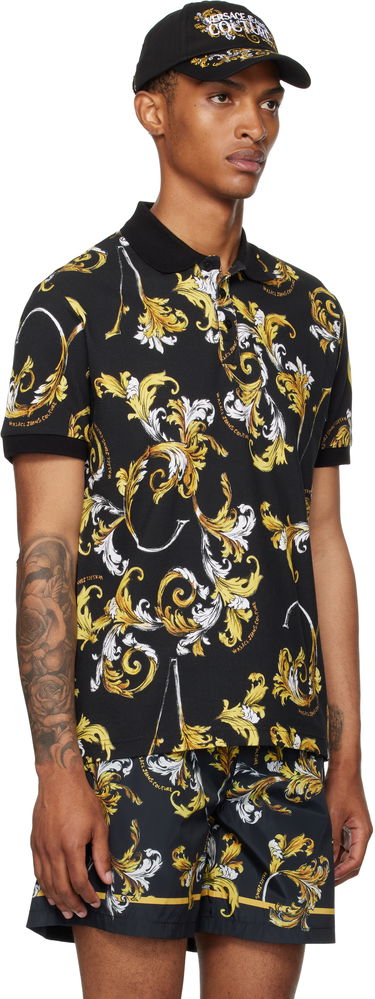 Polo tričko Versace Versace Jeans Couture Outline Barocco Polo Navy | E78GAG6S0_EJS460, 4