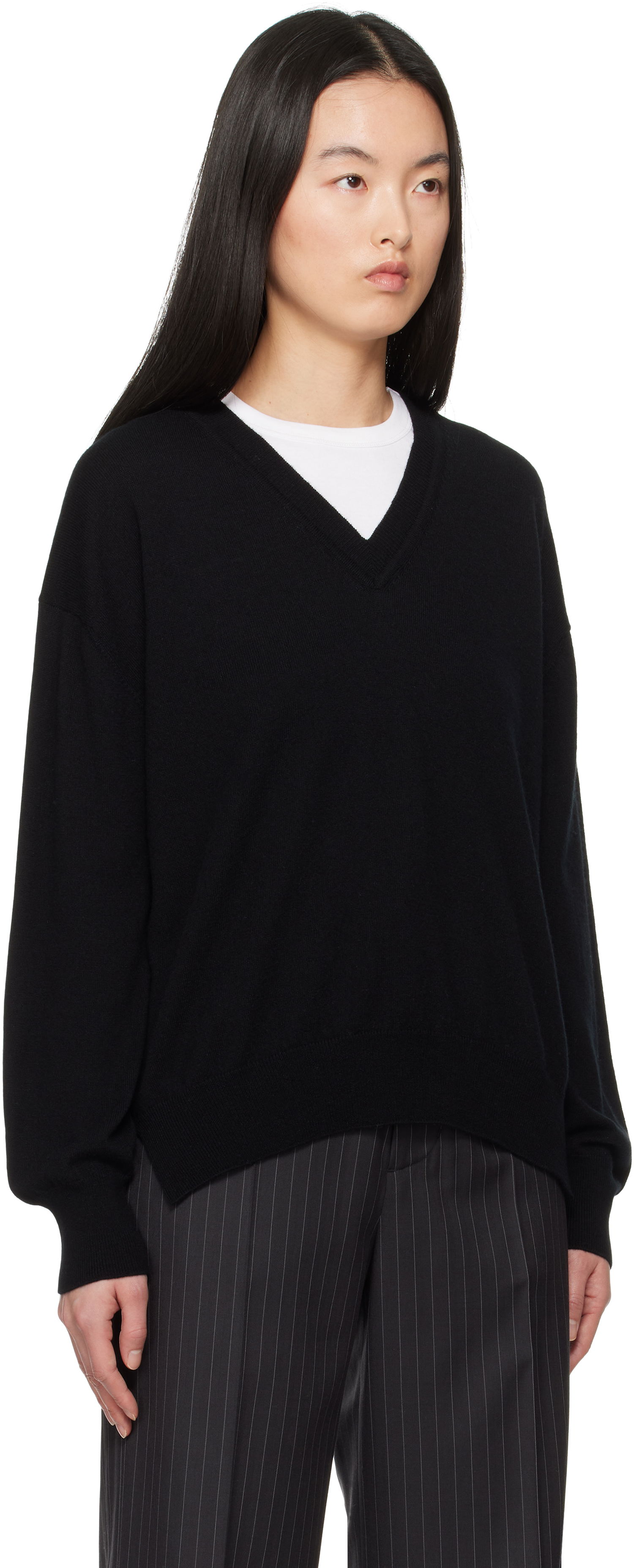 Sveter &Daughter &Daughter Tahra Cashmere V-Neck Sweater Čierna | CH04632, 1