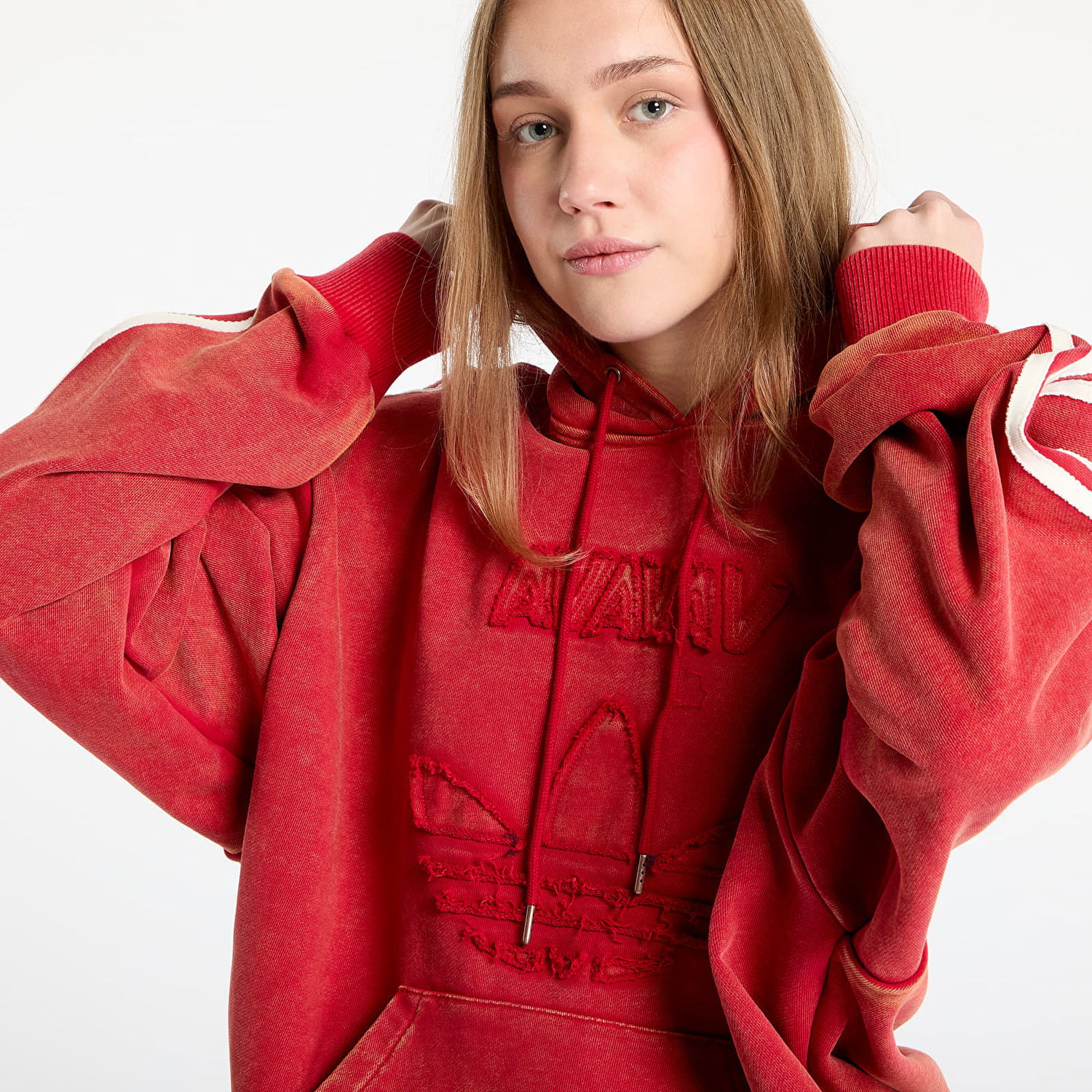 Mikina adidas Originals adidas x Avavav Shoulderless Hoodie Červená | JP4850, 1