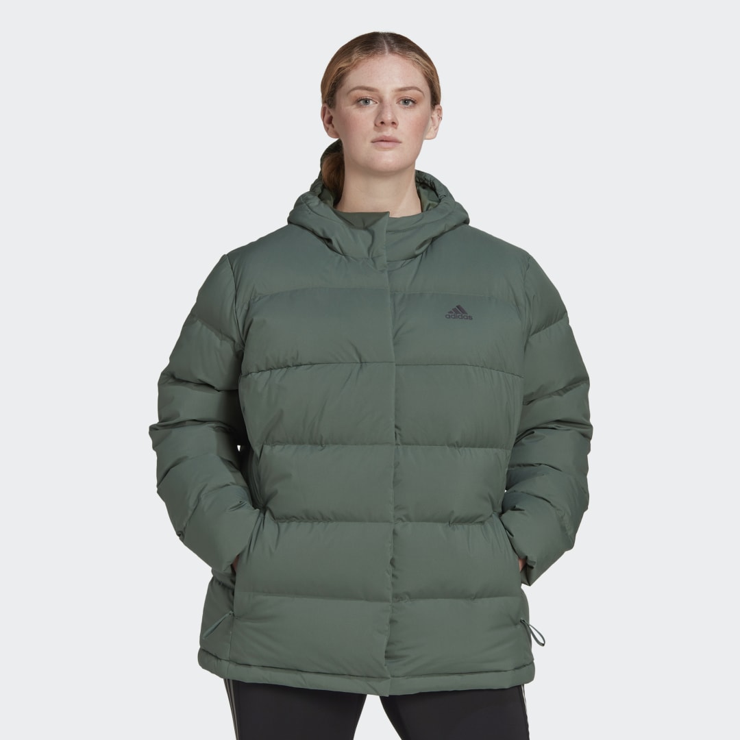 Prešívaná bunda adidas Originals Helionic Hooded Plus Size Down Jacket Zelené | HE1460, 0