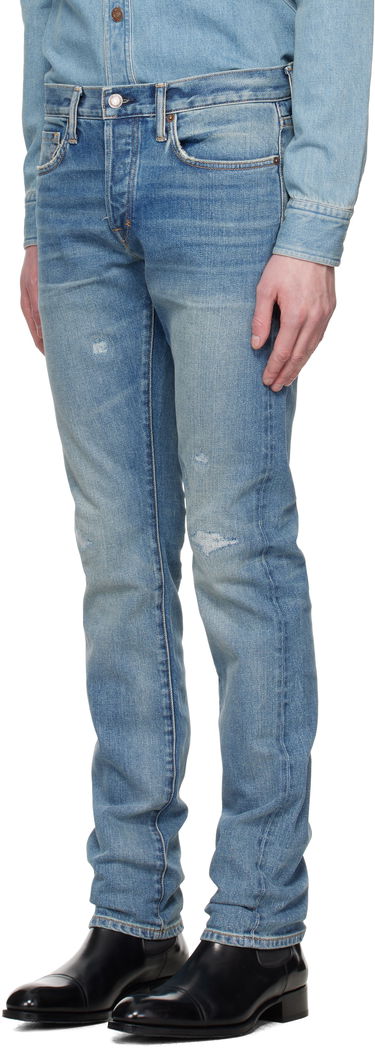 Džínsy Tom Ford TOM FORD Selvedge 'Rip And Repair' Straight Fit Jeans Modrá | DPH001-DMC060S25, 3