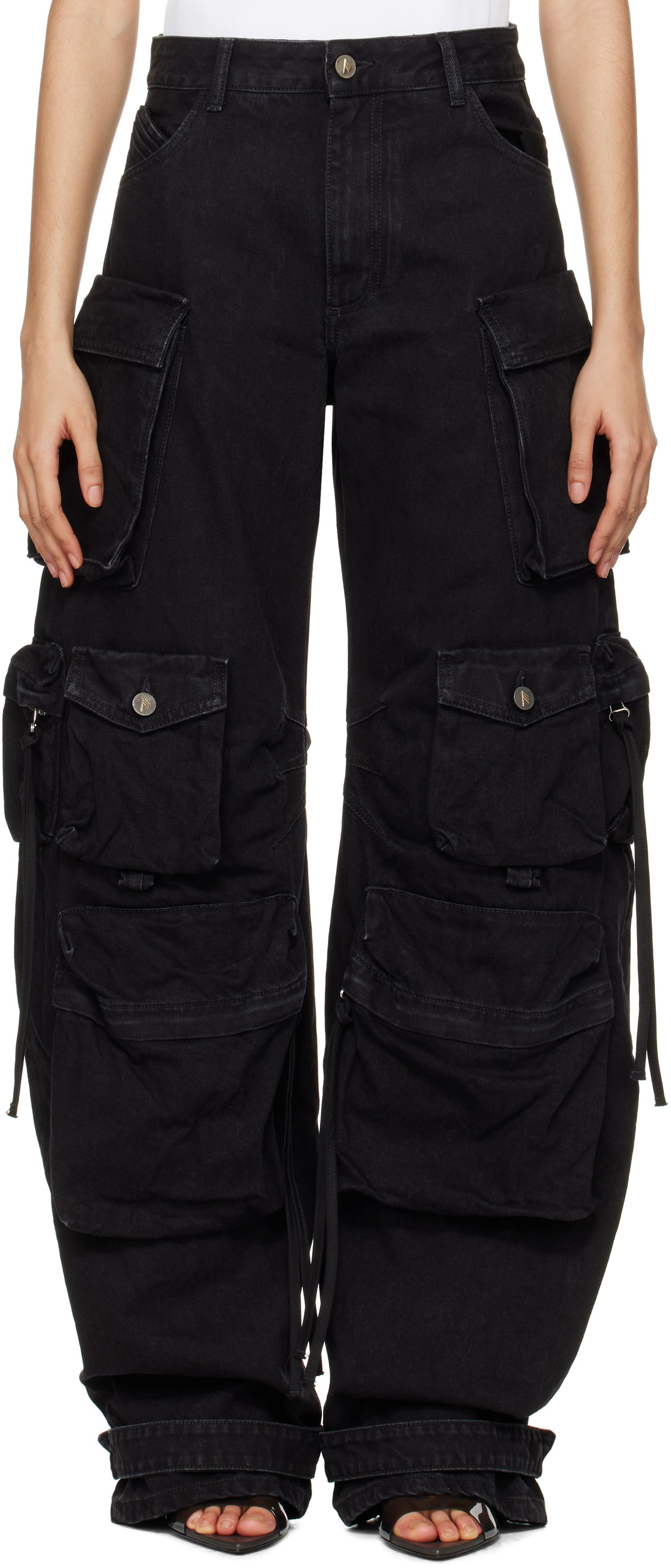 Cargo nohavice The Attico Attico Fern Cargo Denim Jeans Čierna | 250WCP00084 DDD066AA, 0