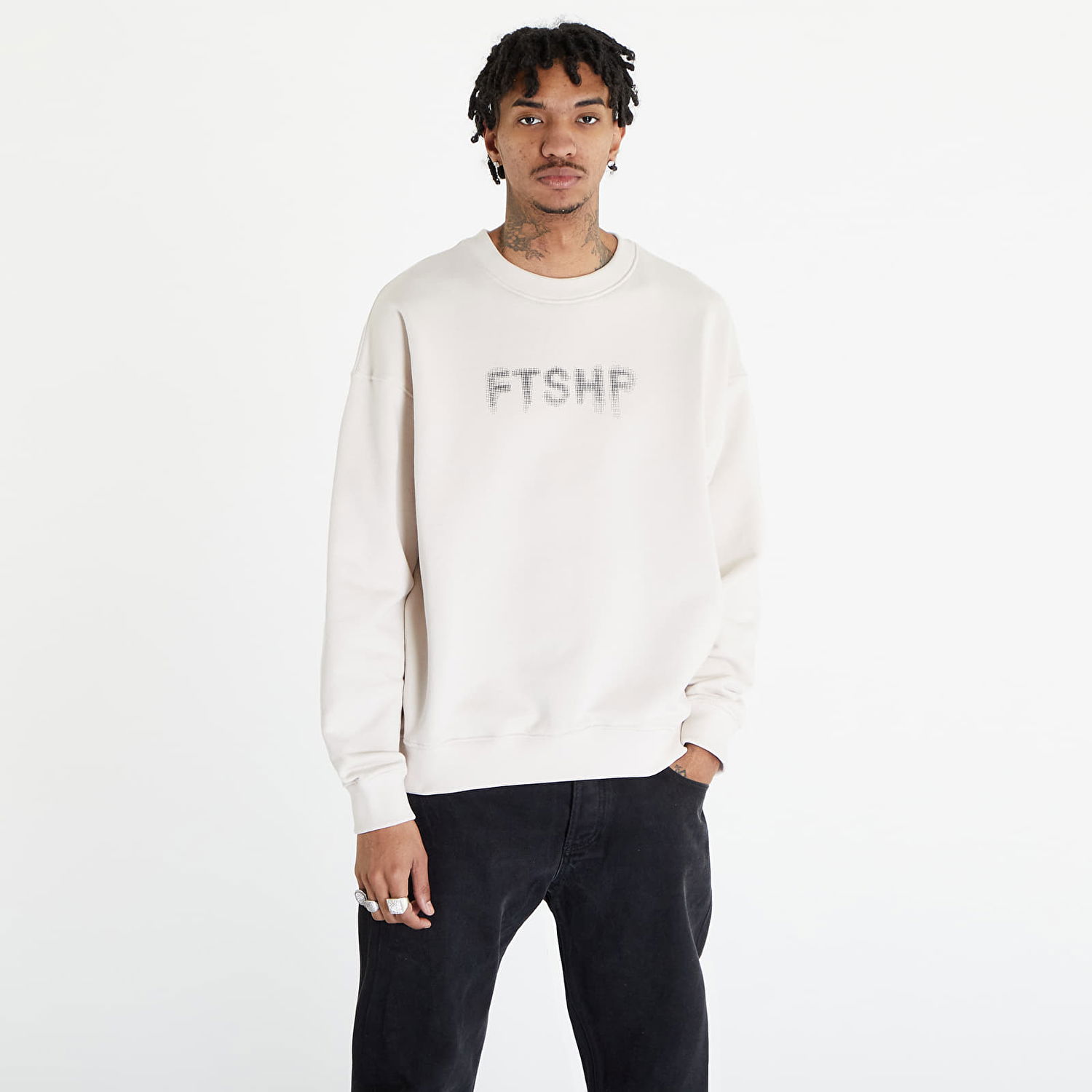 Mikina Footshop FTSHP HALFTONE CREWNECK SWEATSHIRT UNISEX Biela | FTSHP_298, 0