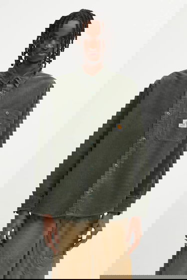 Košeľa Carhartt WIP Flint Long Sleeve Relaxed Fit Cotton Shirt with Classic Collar Zelené | I035837.2ZXXX, 0