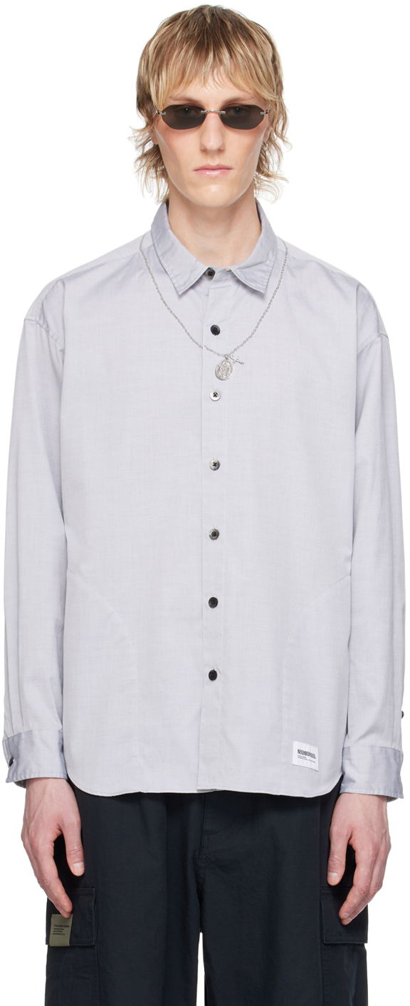 Košeľa Neighborhood Medal & Cross Long Sleeve Shirt Modrá | 241AQNH-SHM01, 0