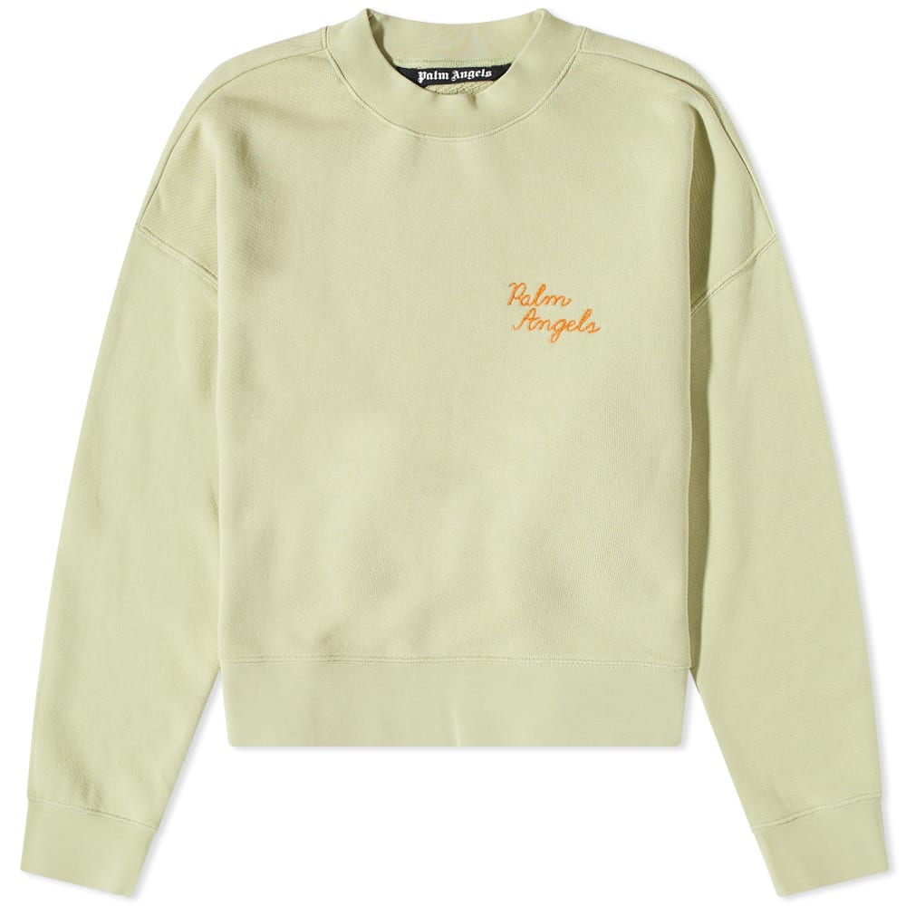 Sveter Palm Angels Back Spray Palm Embroidered Logo Crewneck Zelené | PMBA026F22FLE0085155, 0