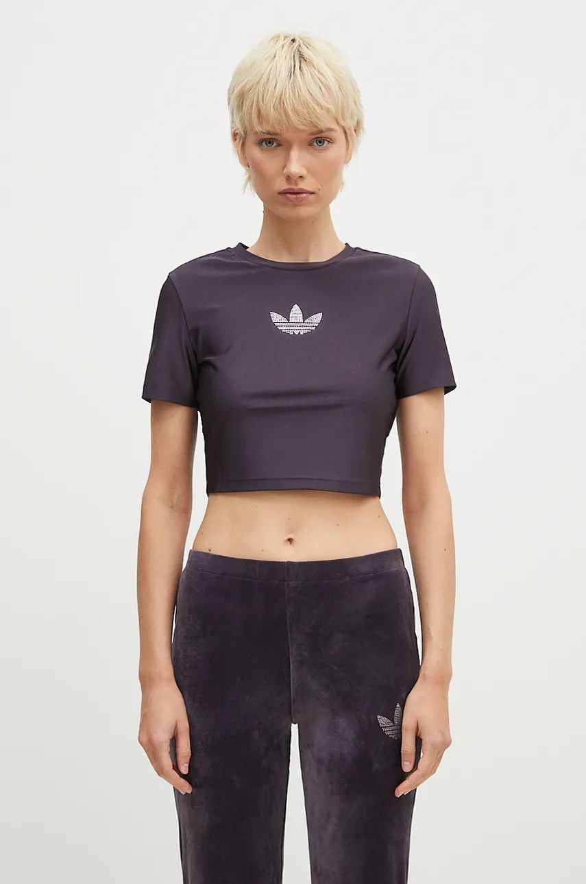 Crop Top adidas Originals Crop Top With Print Fialová | IZ3439, 0