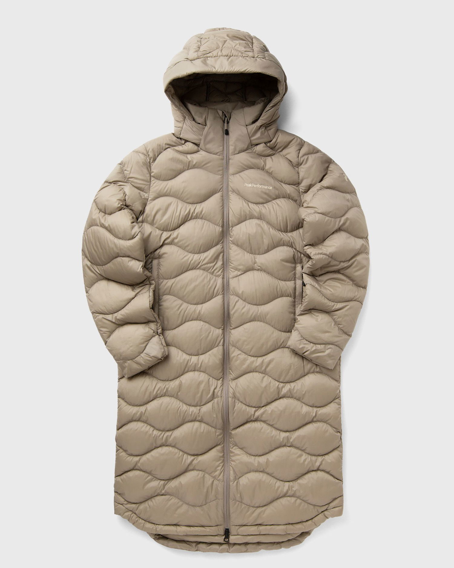 Prešívaná bunda Peak Performance HeliuDown Wavy Quilted Hooded Puffer Coat Béžová | G79850020, 1