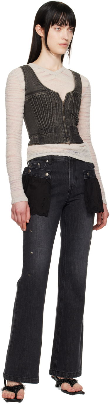 Džínsy Andersson Bell Andersson Bell Flower Lace Attached Bootcut Jeans Čierna | apa796w, 3
