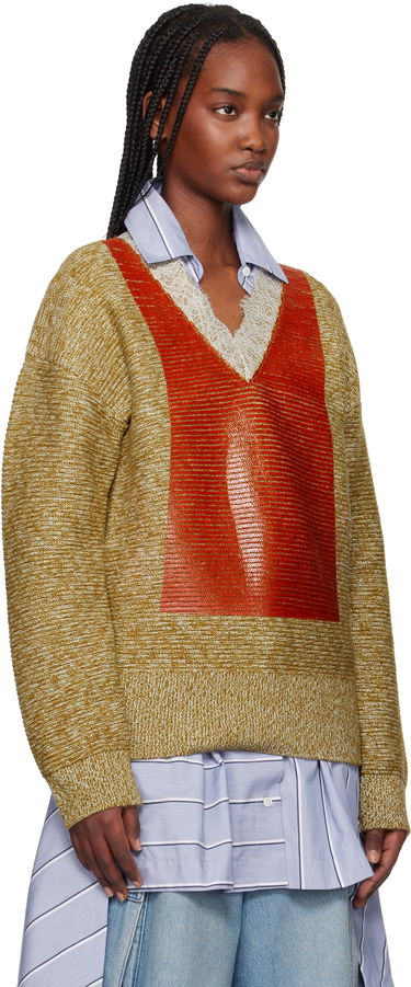 Sveter JW Anderson JW Anderson V-Neck Lace Trim Sweater Šedá | KW1400-YN0402, 4