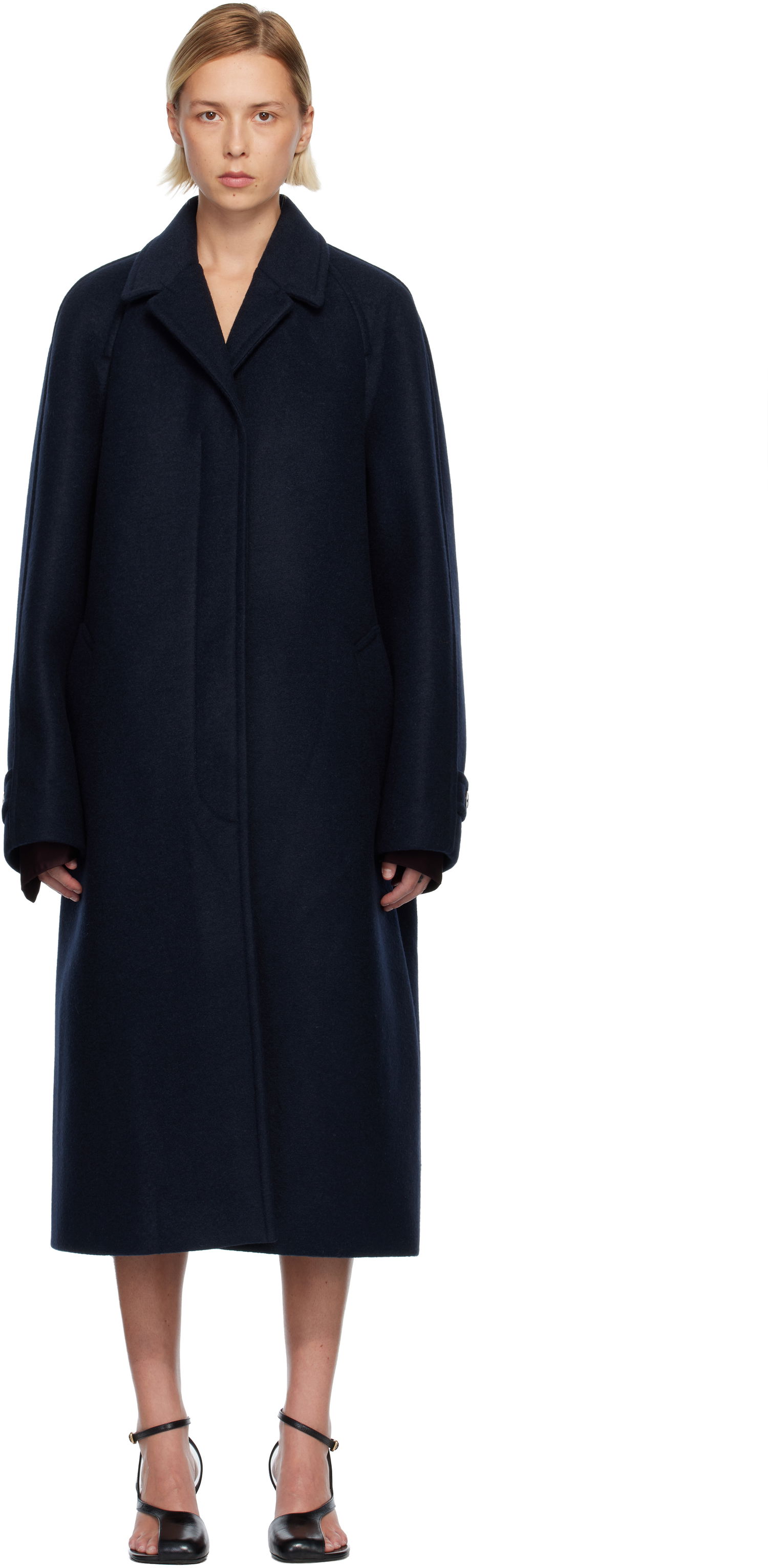 Kabáty Dries Van Noten Dries Van Noten Notched Lapel Coat Navy | 252-010256-2231, 0