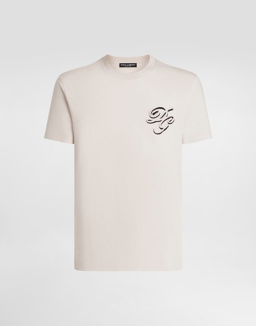 Tričko Dolce & Gabbana Dolce & Gabbana Embroidered Cotton T-Shirt Béžová | G8RN8ZG7PJ0A4567