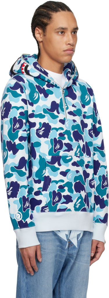 Mikina BAPE A Bathing Ape ABC Camo Shark Half Zip Hoodie Zelené | 001PPK801010M, 4