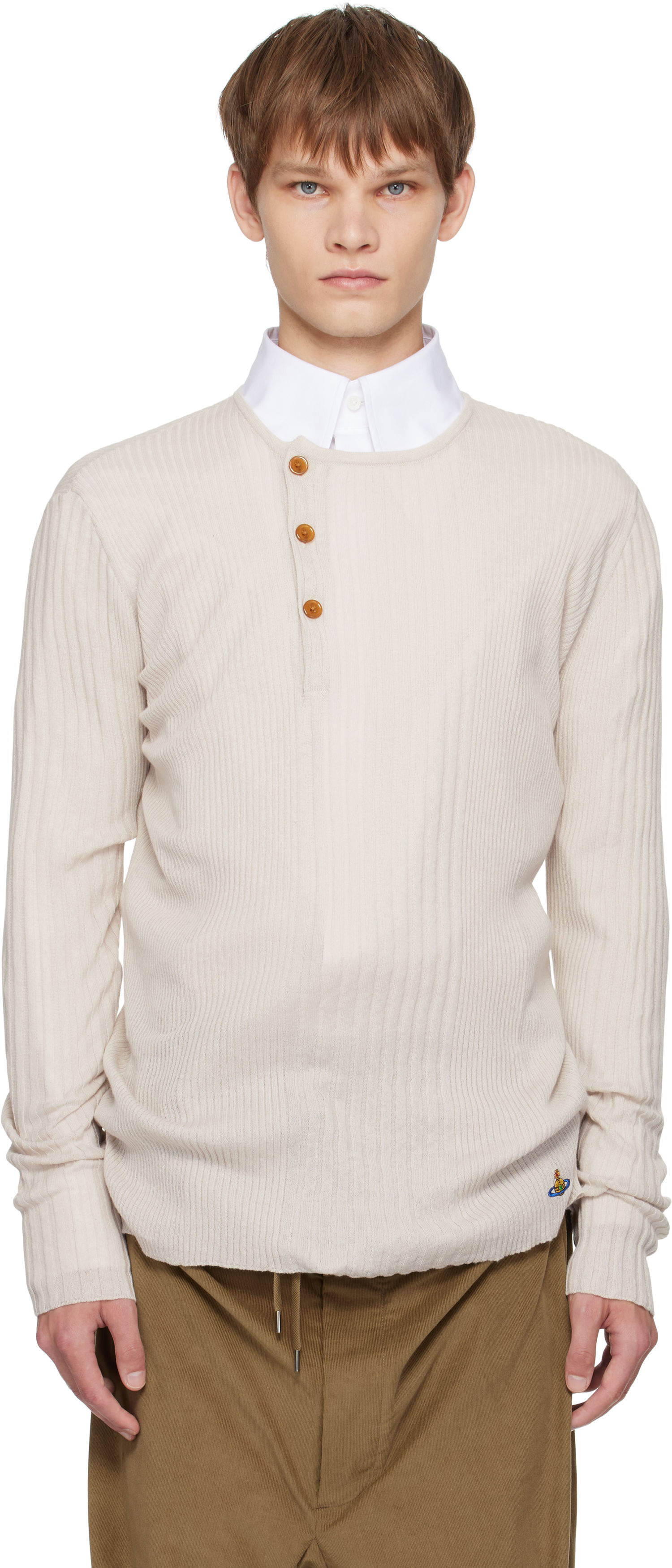 Sveter Vivienne Westwood Vivienne Westwood Tegan Henley Knit Top Béžová | 2701002N-Y003M-, 0