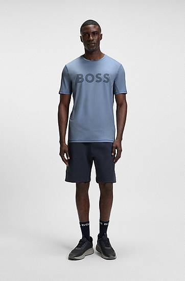 Tričko BOSS Slim-Fit Active T-Shirt with Moisture Management Modrá | 50531244, 1