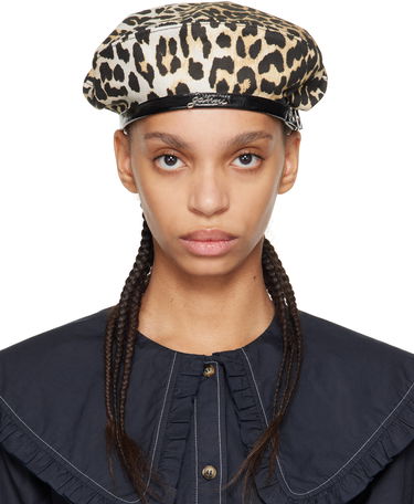 Baretka GANNI Ganni Leopard Beret Hnedá | A6420, 0