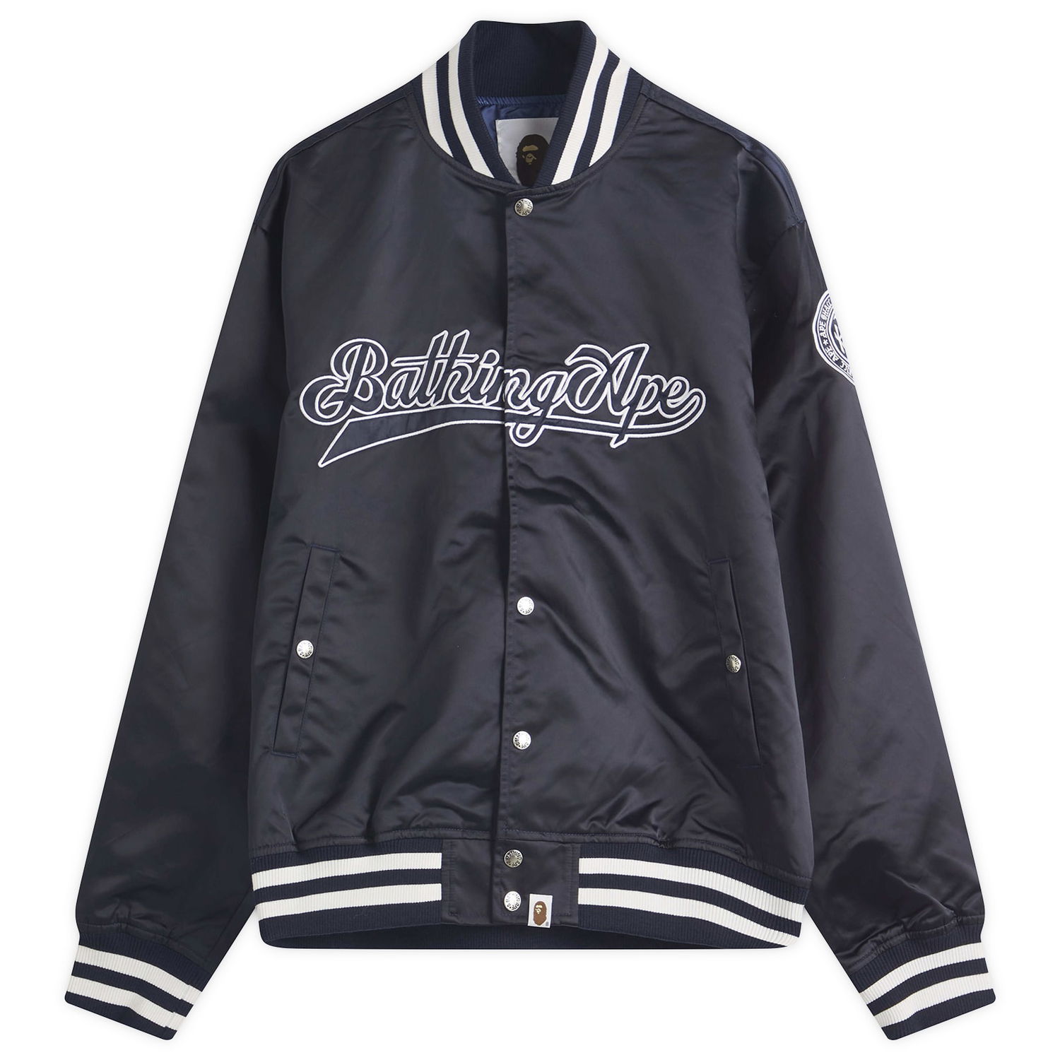 Bomber bunda BAPE Bathing Ape Baseball Varsity Jacket, Size Large Navy | 001LJL301011M-NVY, 0