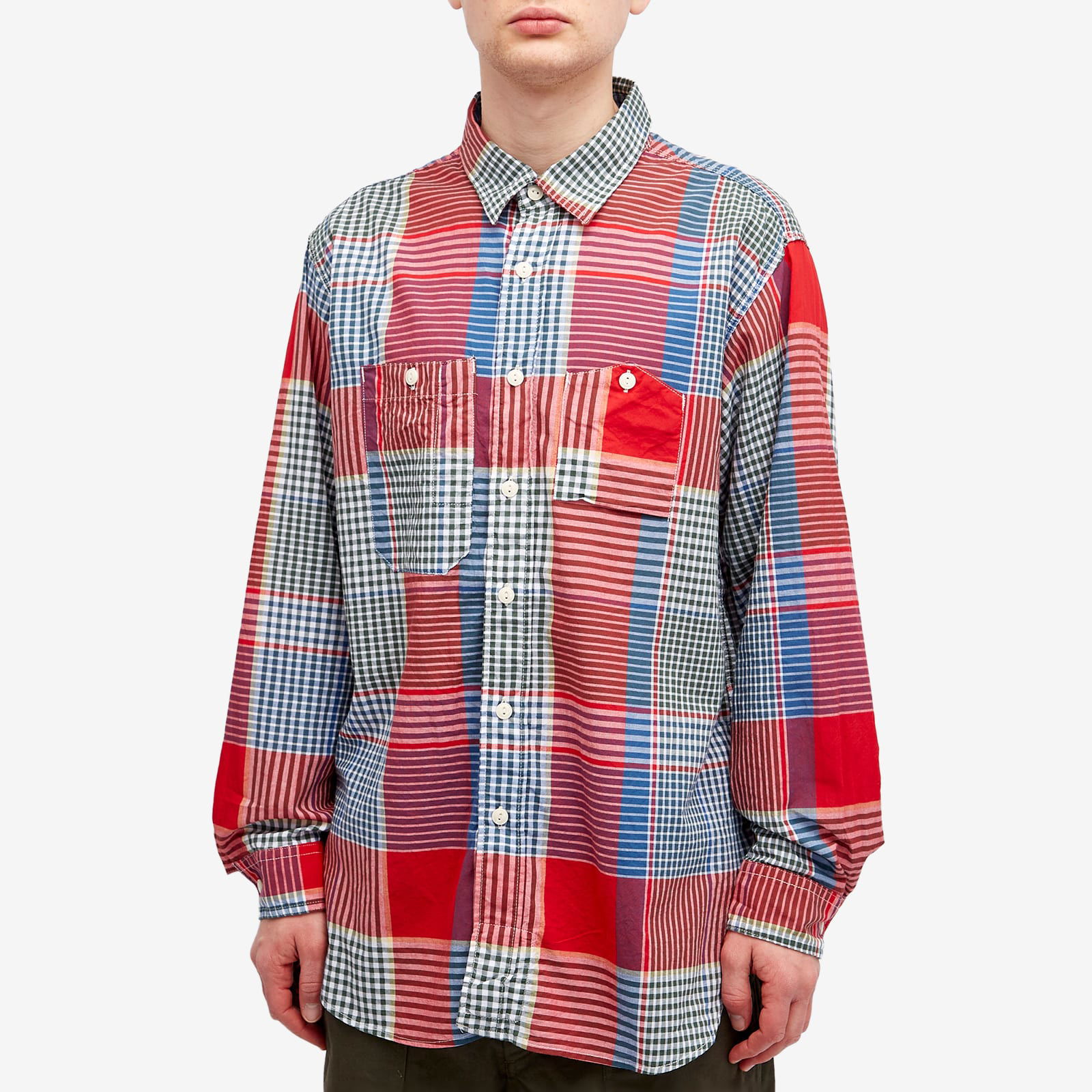 Engineered Garments Popover BD Shirt, Madras Plaid, Size Large