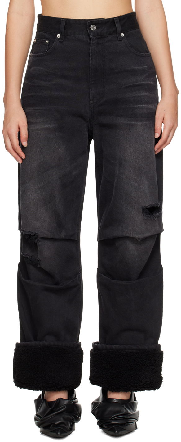 Džínsy We11done We11done Shearling Cuff Jeans Čierna | WD-DP3-23-316-W-BK, 0