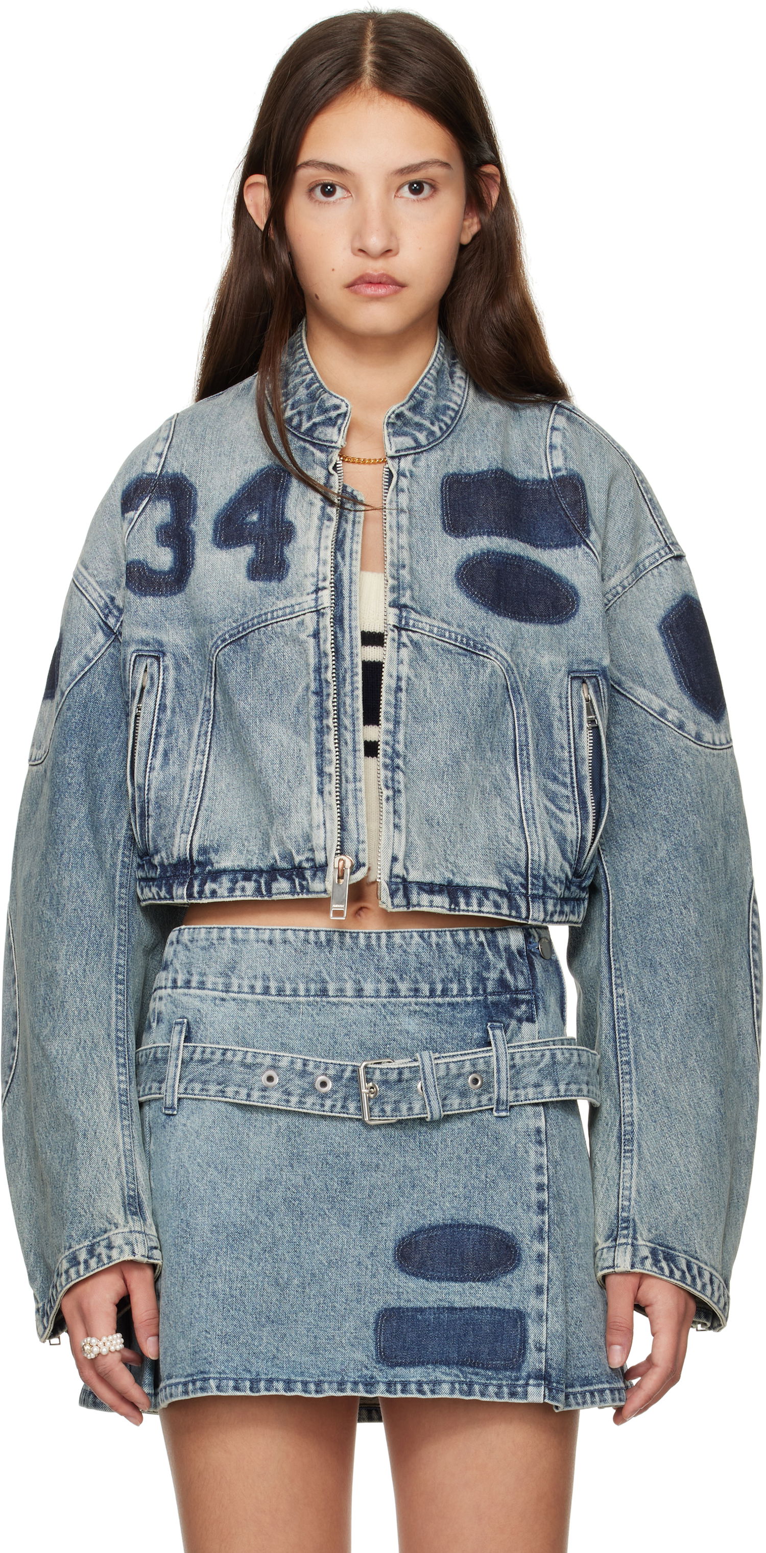 Bomber bunda Ambush Rider Cropped Denim Jacket Modrá | BWYE003F24DEN0024400, 0