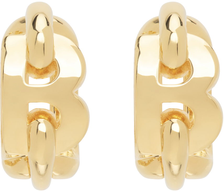 Náušnice Balenciaga B Chain Hoop Earrings Béžová | 748176 TZ99G, 0