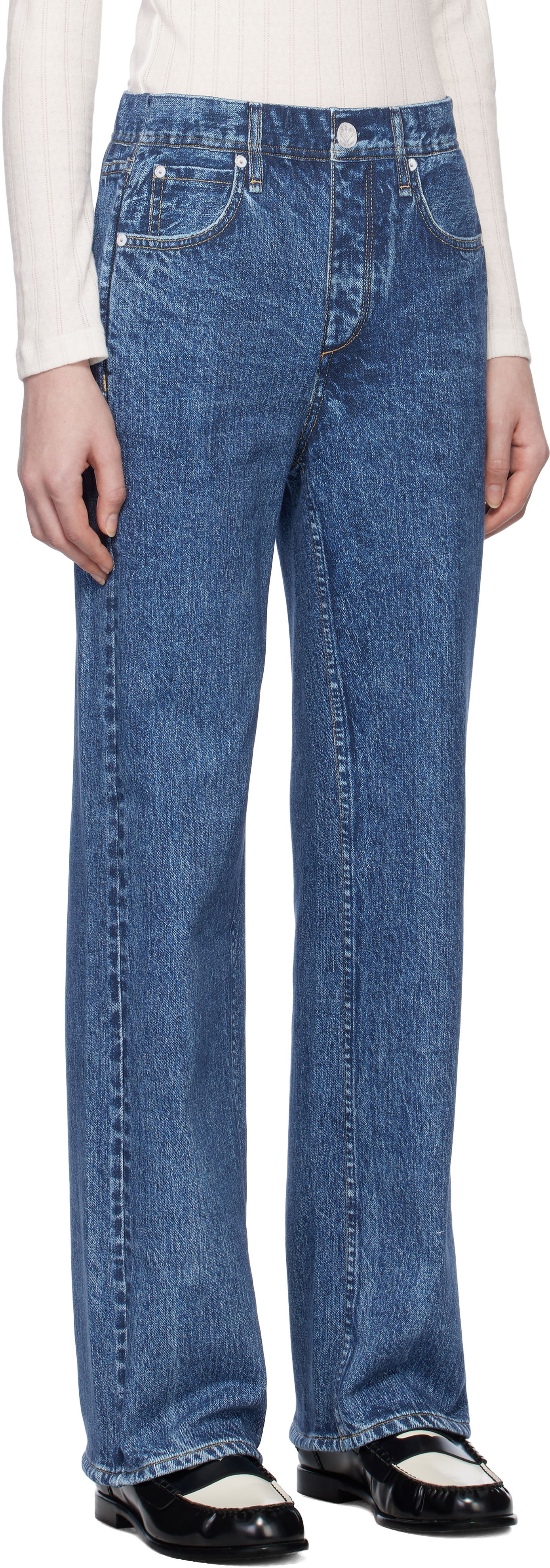 Džínsy rag & bone Miramar Wide Leg Fleece Lounge Pants Modrá | WCW24H70058205, 1