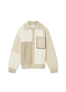 Beige Patchwork Knitted Cardigan