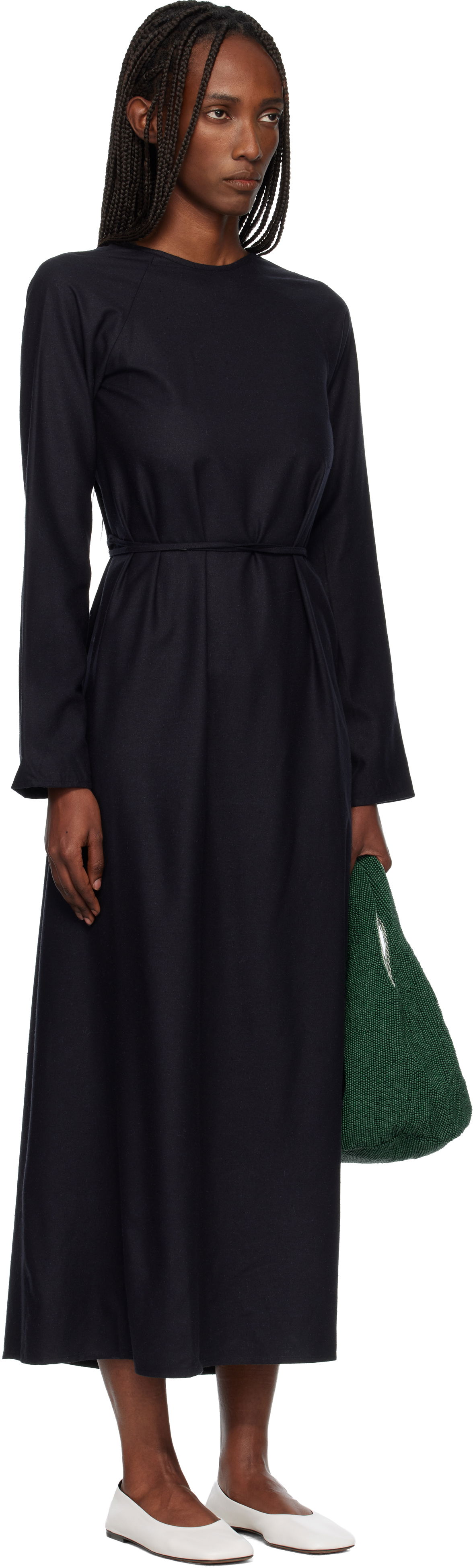 Šaty Baserange Long-Sleeve Apron Maxi Dress Čierna | DRLSA-WS-WI25, 1