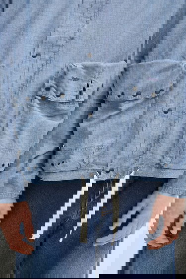 Bunda Barbour Durham Chambray Casual Jacket Regular Modrá | MCA1038, 3