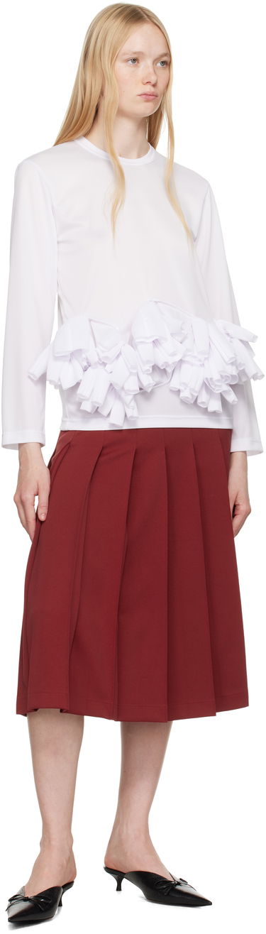 Tričko Comme des Garçons Comme des Garçons Ruffle Detail Long Sleeve T-Shirt Biela | RO-T002-S25, 3