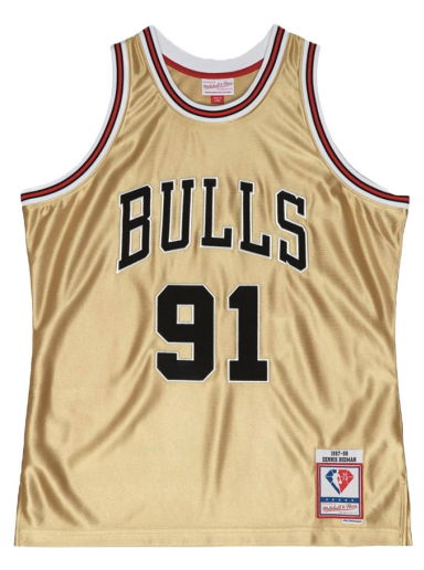 Dres Mitchell & Ness Chicago Bulls Dennis Rodman 75th Swingman Jersey Metalická | SMJY4398-CBU97DRDGOLD