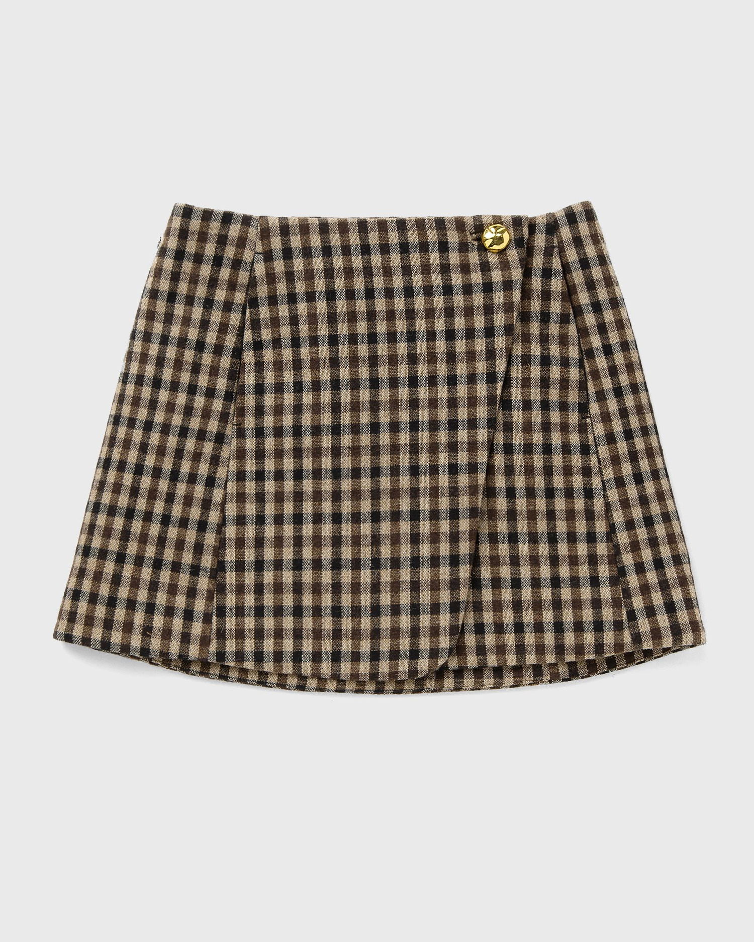 Sukňa GANNI Wool Blend Plaid Wrap Skirt Hnedá | W0655-979, 0