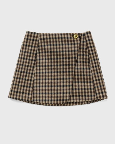 Sukňa GANNI Wool Blend Plaid Wrap Skirt Hnedá | W0655-979, 0