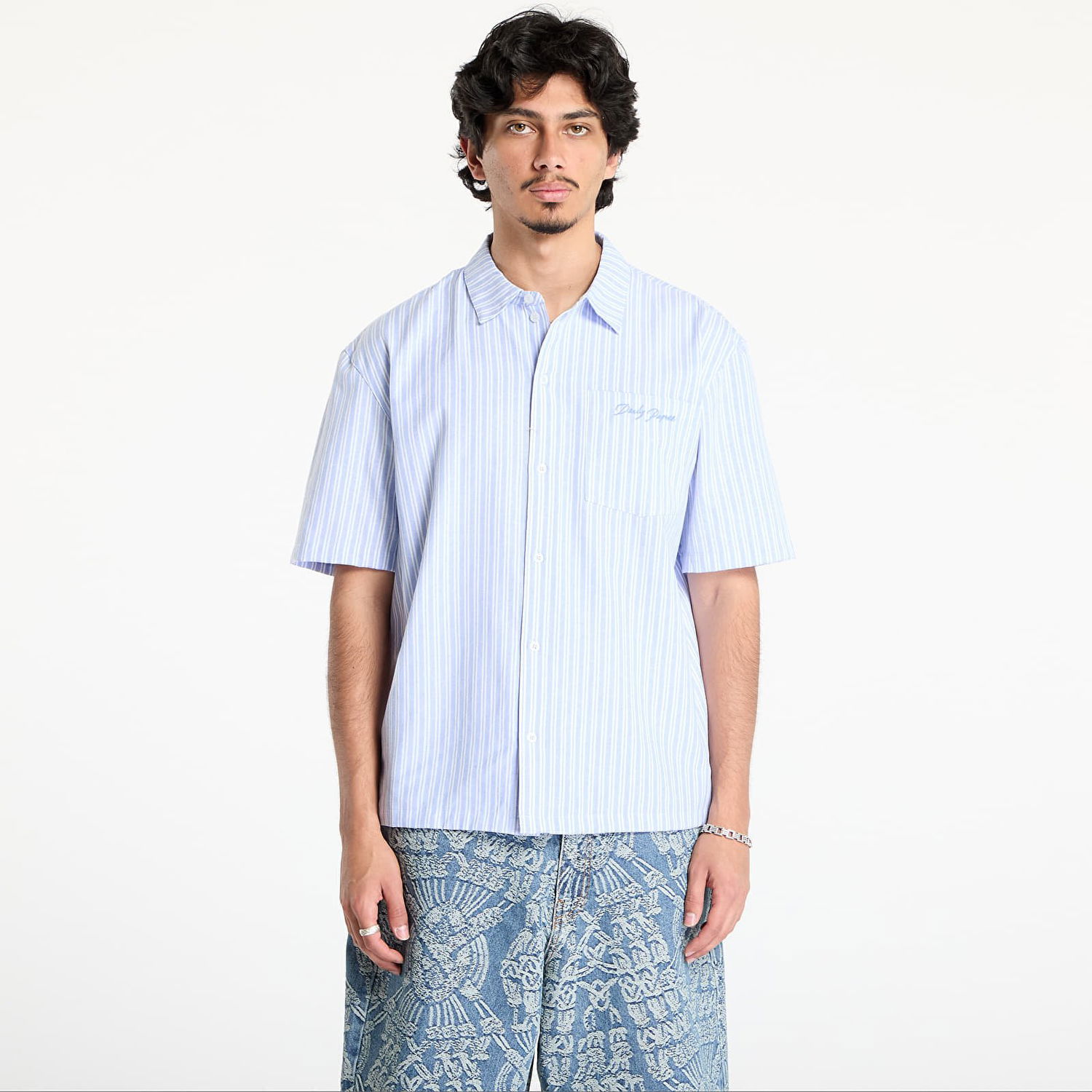 Košeľa DAILY PAPER Daily Paper Stripe Short Sleeve Shirt Modrá | 2513016, 0