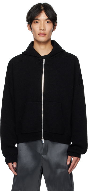 Mikina HELIOT EMIL HELIOT EMIL Lampi Knit Zip-Up Hoodie Čierna | PREAW25_M_07_076_BLK01, 0