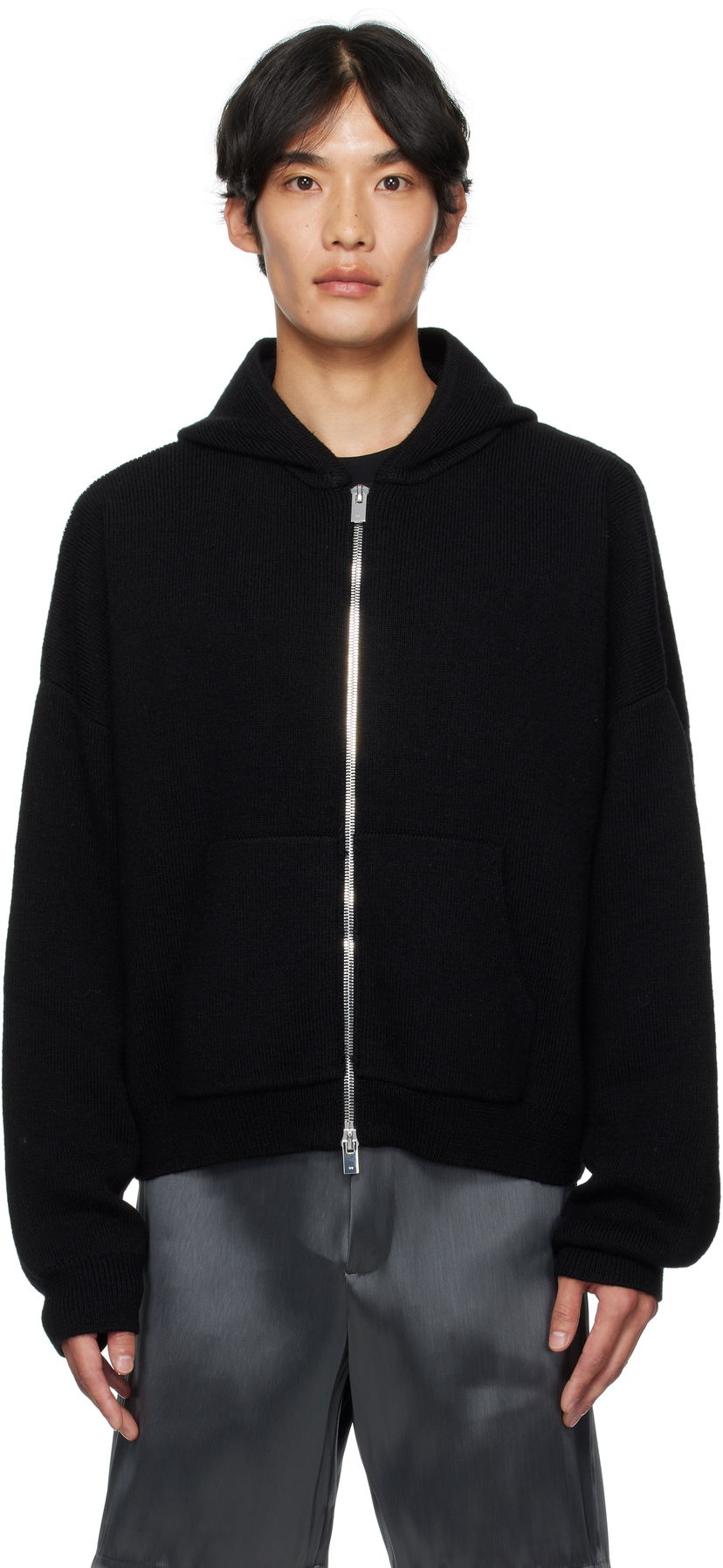 Mikina HELIOT EMIL HELIOT EMIL Lampi Knit Zip-Up Hoodie Čierna | PREAW25_M_07_076_BLK01