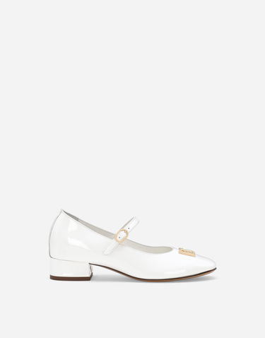 Tenisky a topánky Dolce & Gabbana Dolce & Gabbana Patent Leather Ballet Flats With Heel with DG Logo Biela | D11034A132887682, 0