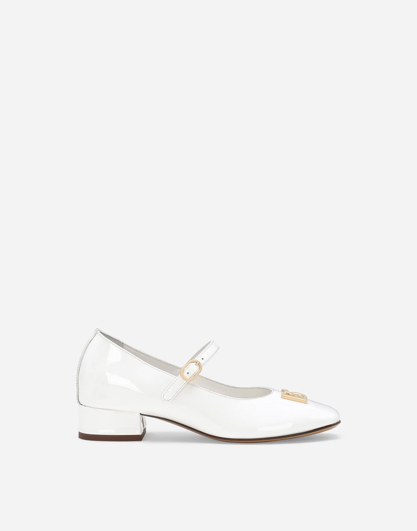 Tenisky a topánky Dolce & Gabbana Dolce & Gabbana Patent Leather Ballet Flats With Heel with DG Logo Biela | D11034A132887682