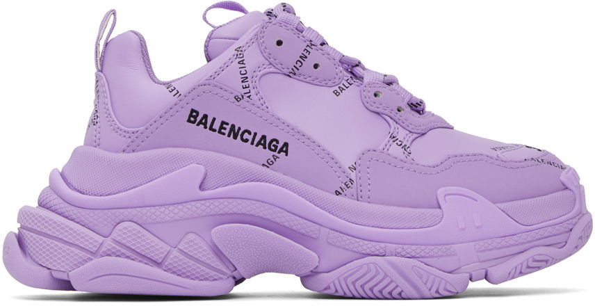 Tenisky a topánky Balenciaga Purple Triple S Allover Logo Fialová | 524039 W2FA1, 0