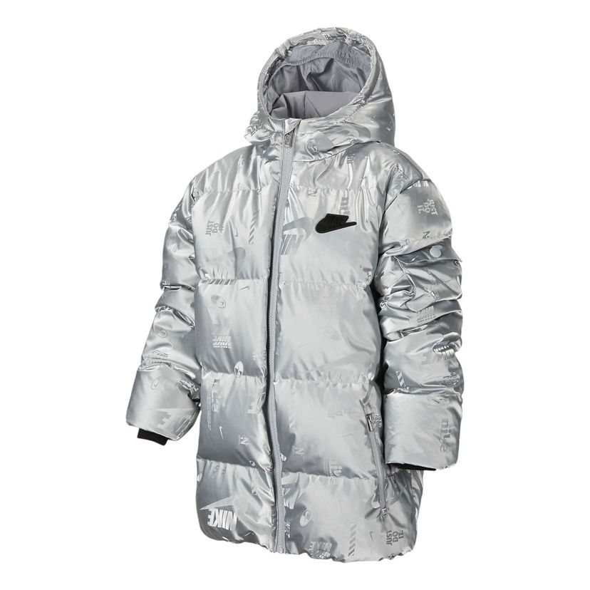 Prešívaná bunda Nike Kids' Printed Puffer Jacket Metalická | HQ7176-033
