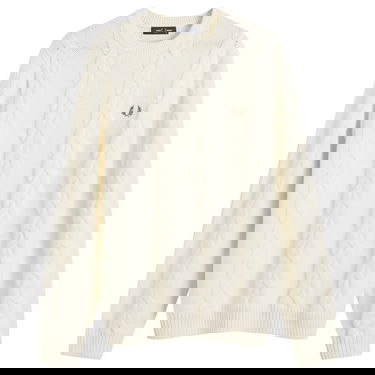 Sveter Fred Perry Cable Knit Jumper Large Biela | K8562-560, 0